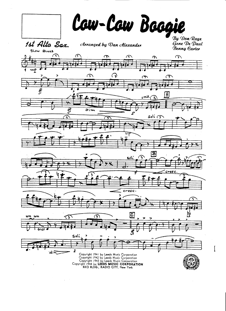 Cow-Cow Boogie (V.Alexander) B.Carter — sheet music preview