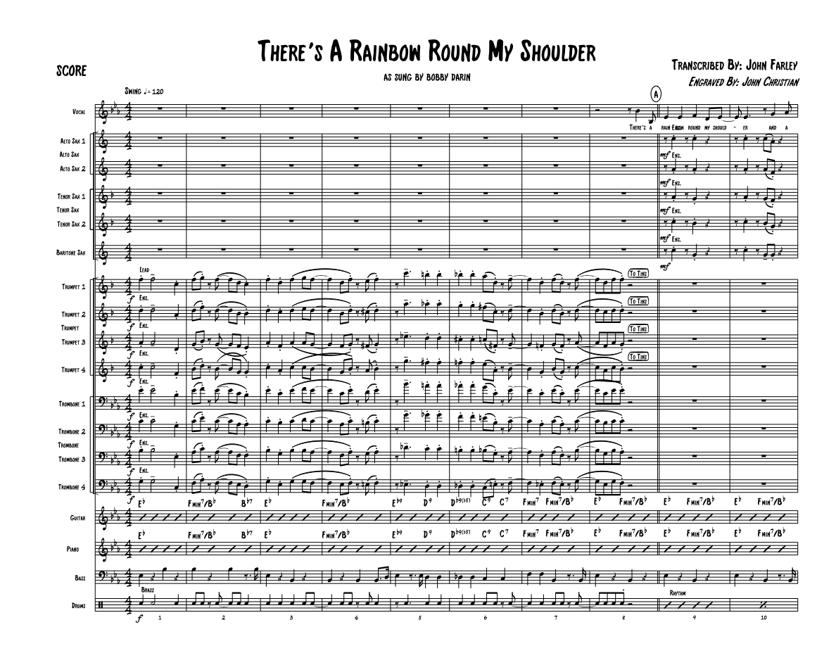 There's A Rainbow Round My Shoulder (J.Farley-J.Christian) B.Darin Voc — sheet music preview