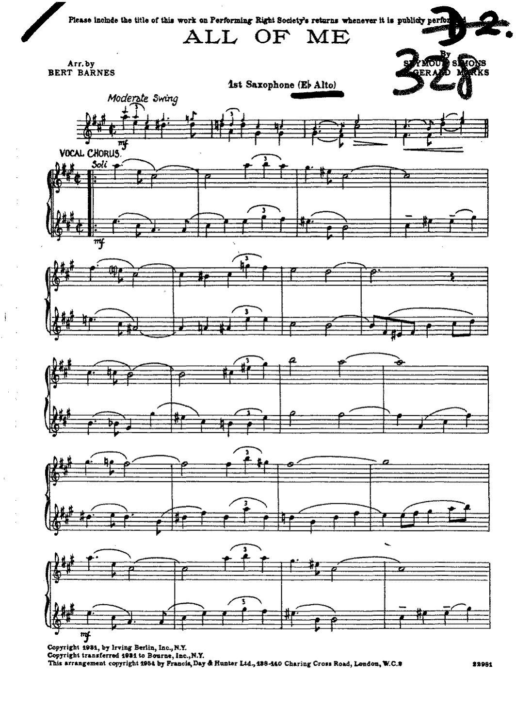 Sax Parts — sheet music preview