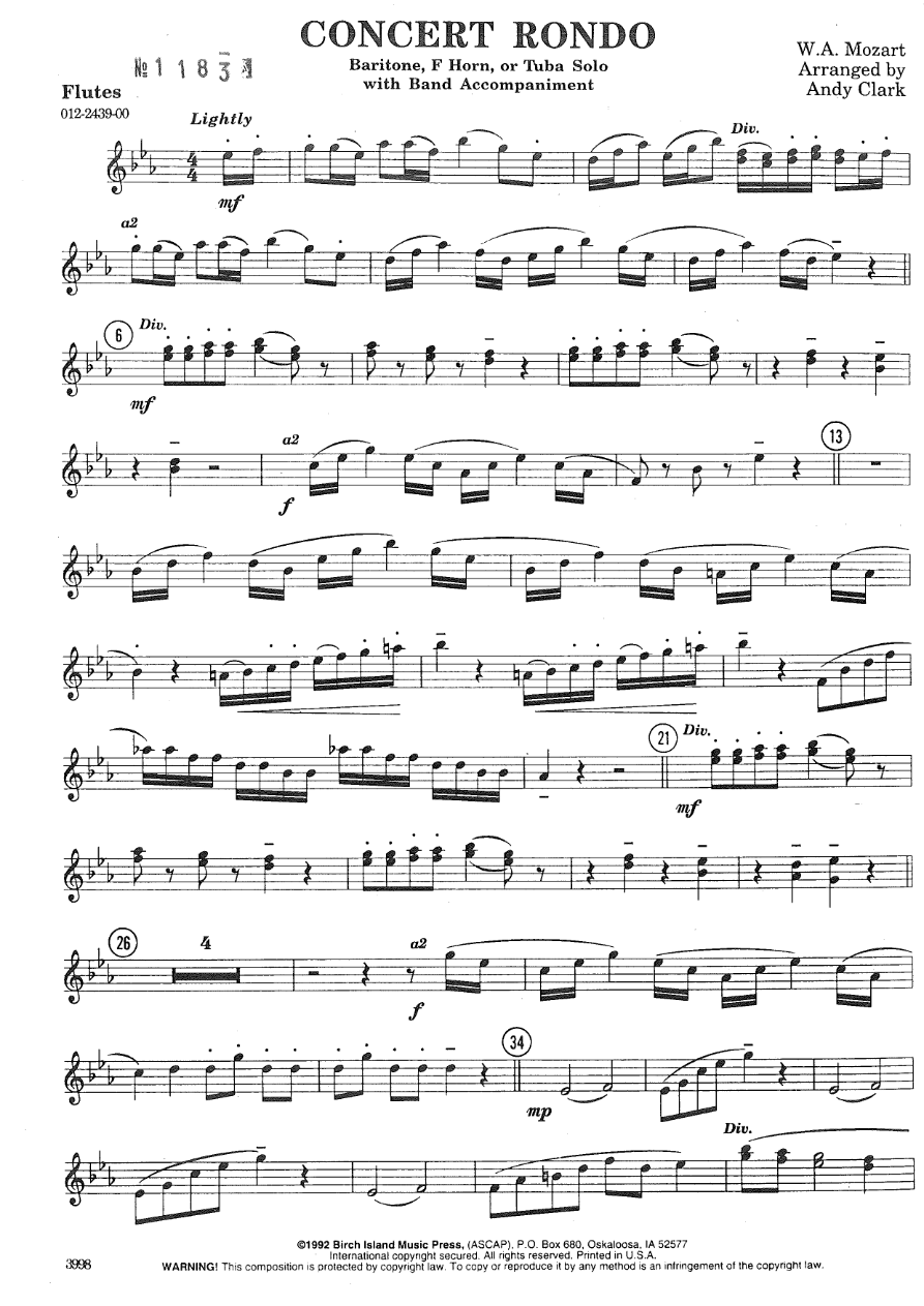 Concert Rondo (Andy Clark) W.A. Mozart — sheet music preview