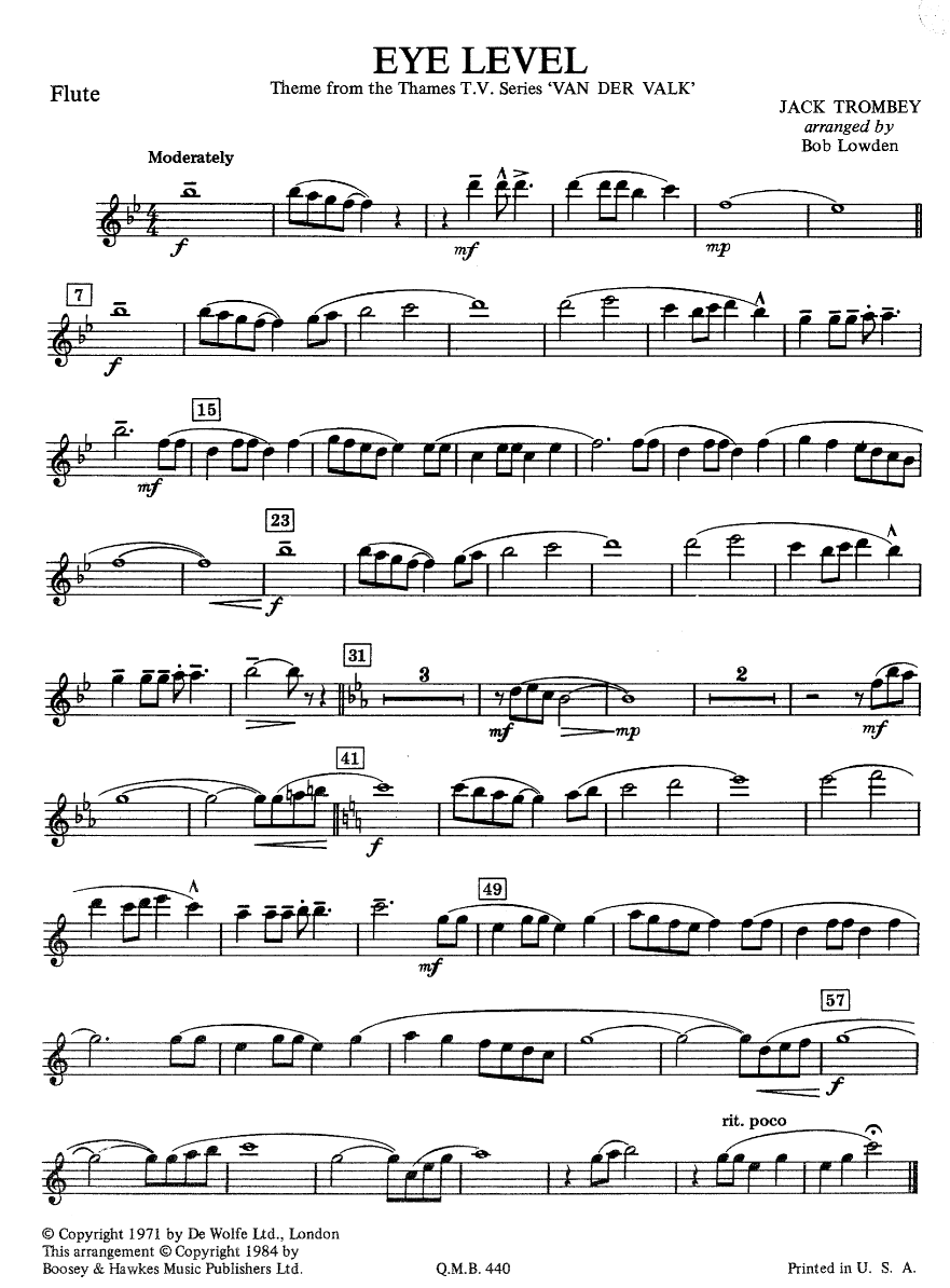 Eye Level — sheet music preview