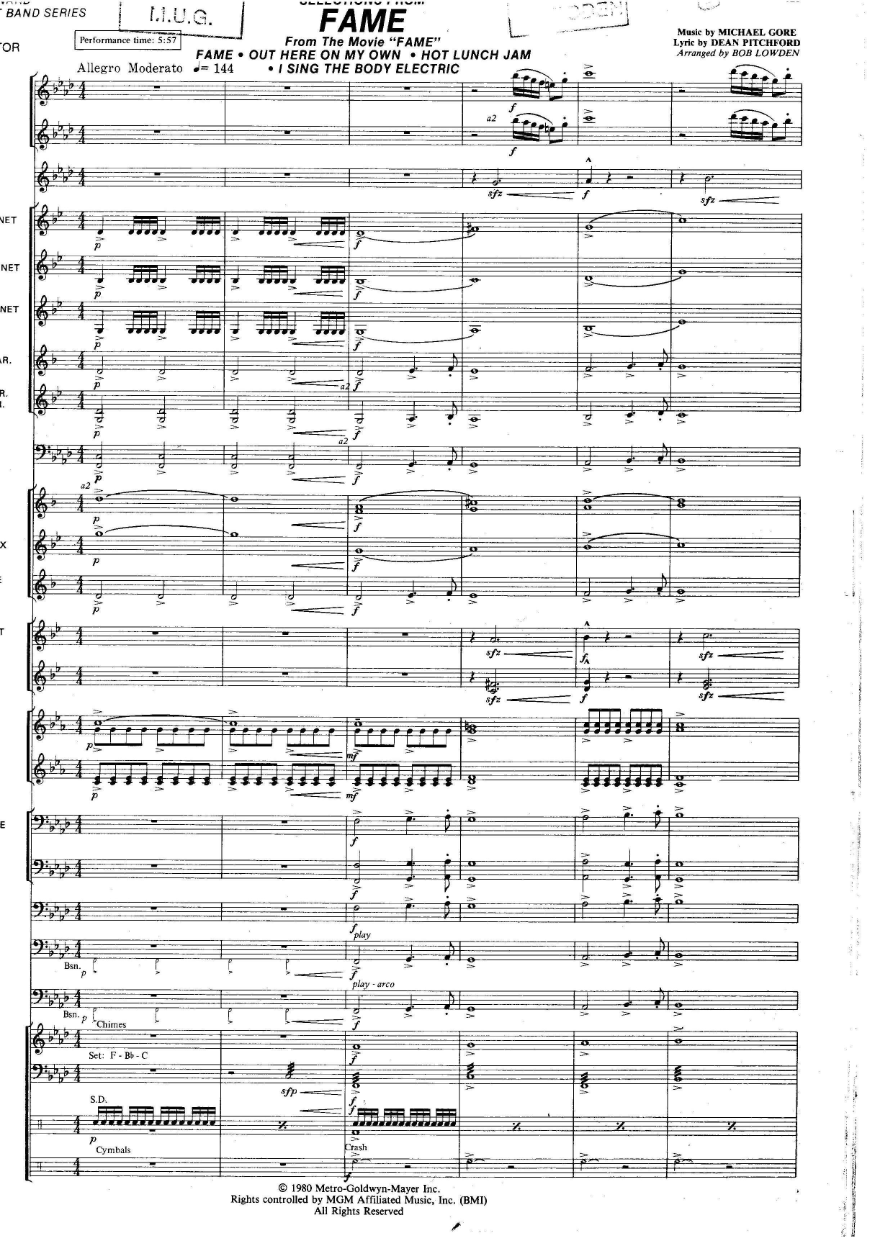 Fame-Michael Gore — sheet music preview