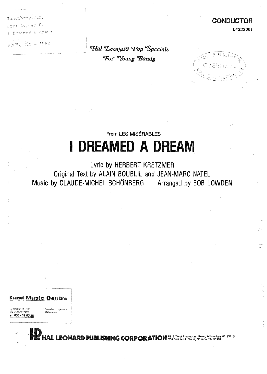 I Dreamed A dream — sheet music preview