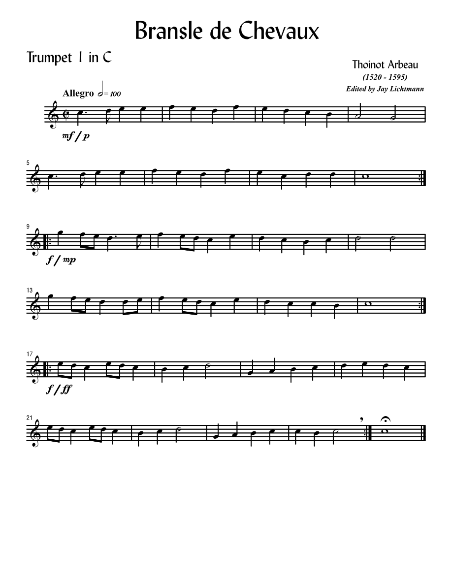 Bransle de Chevaux — sheet music preview