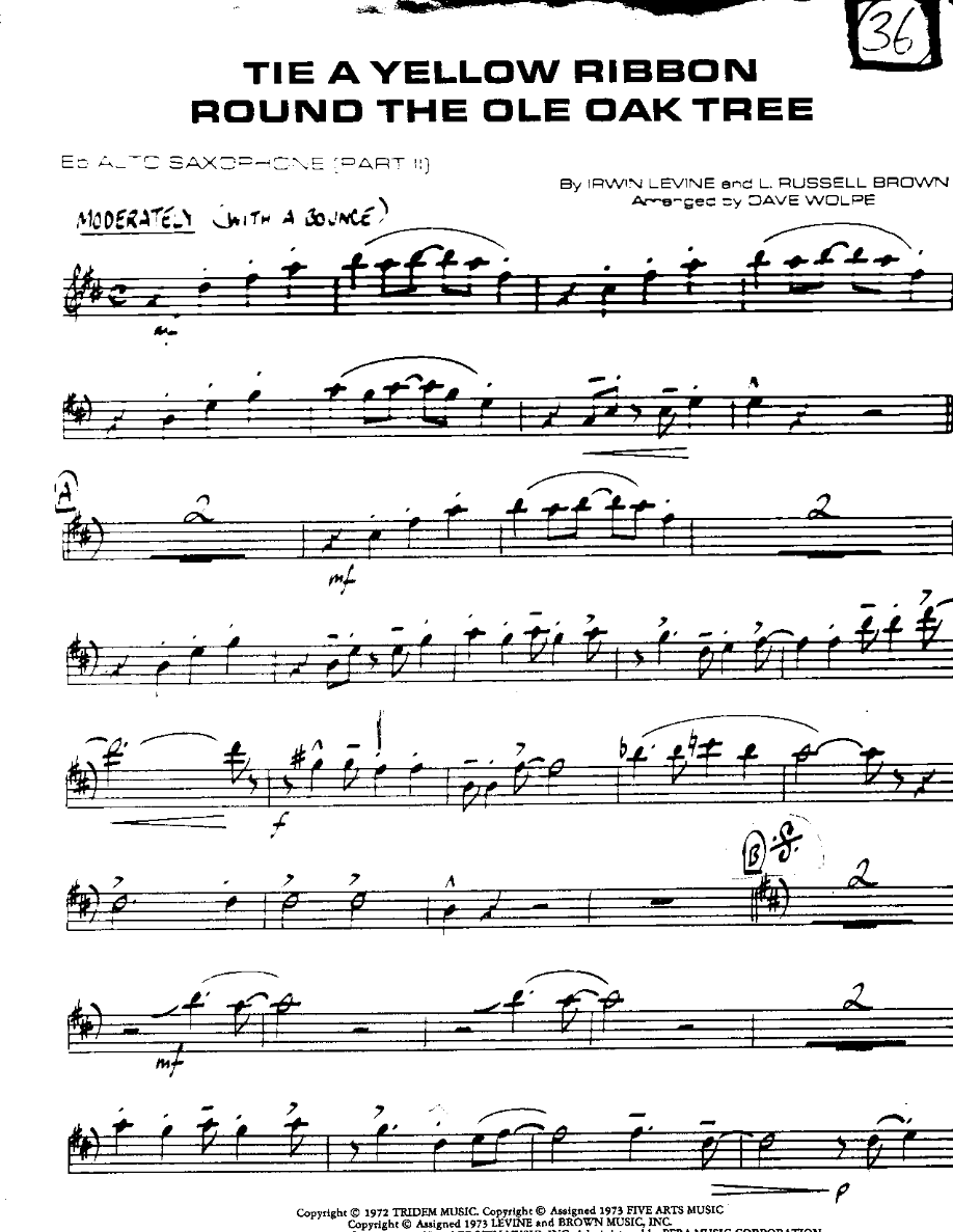 Tie a Yellow Ribbon-Alto — sheet music preview