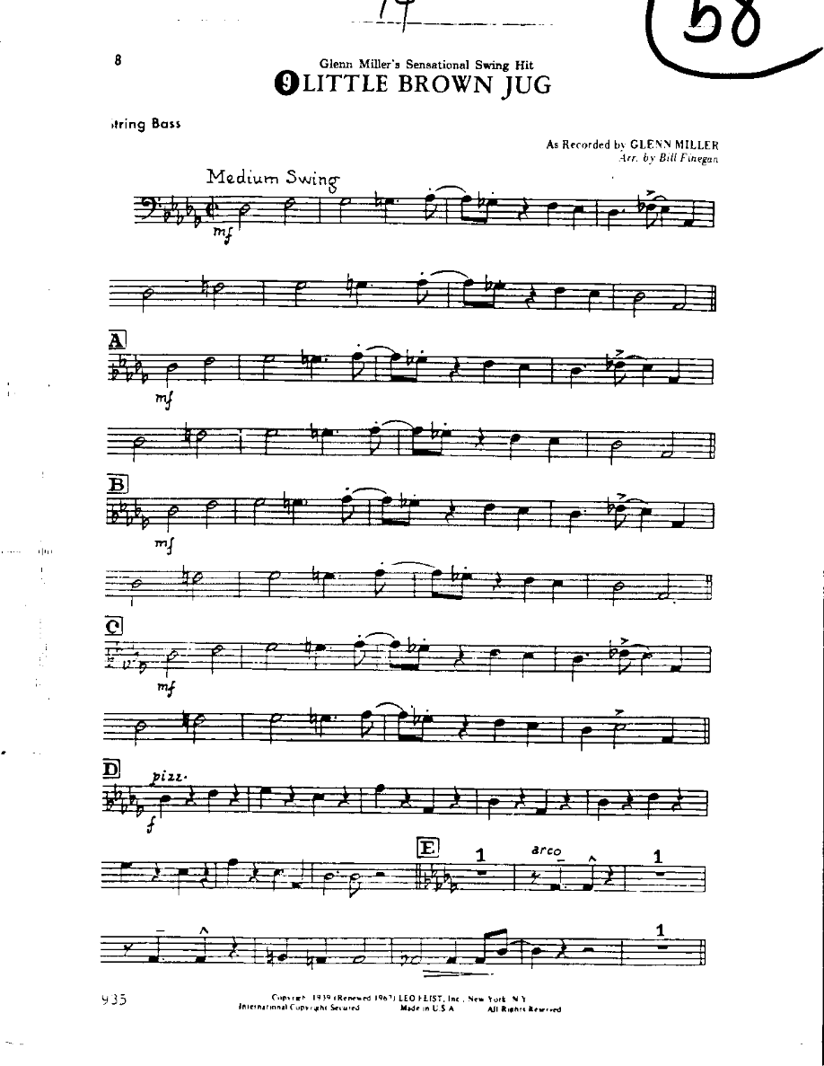 Circle 58-Little Brown Jug-Bass — sheet music preview