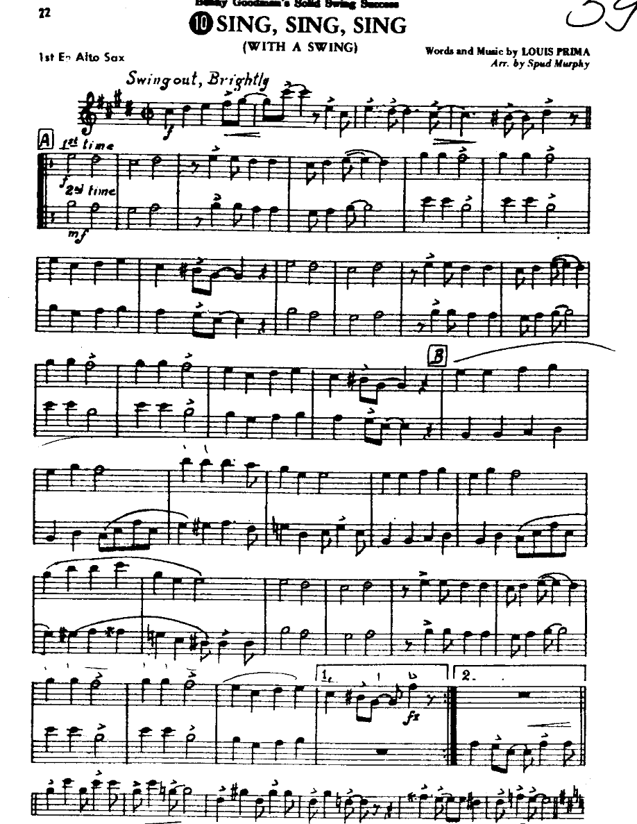 Circle 59-Sing Sing Sing-Alto — sheet music preview
