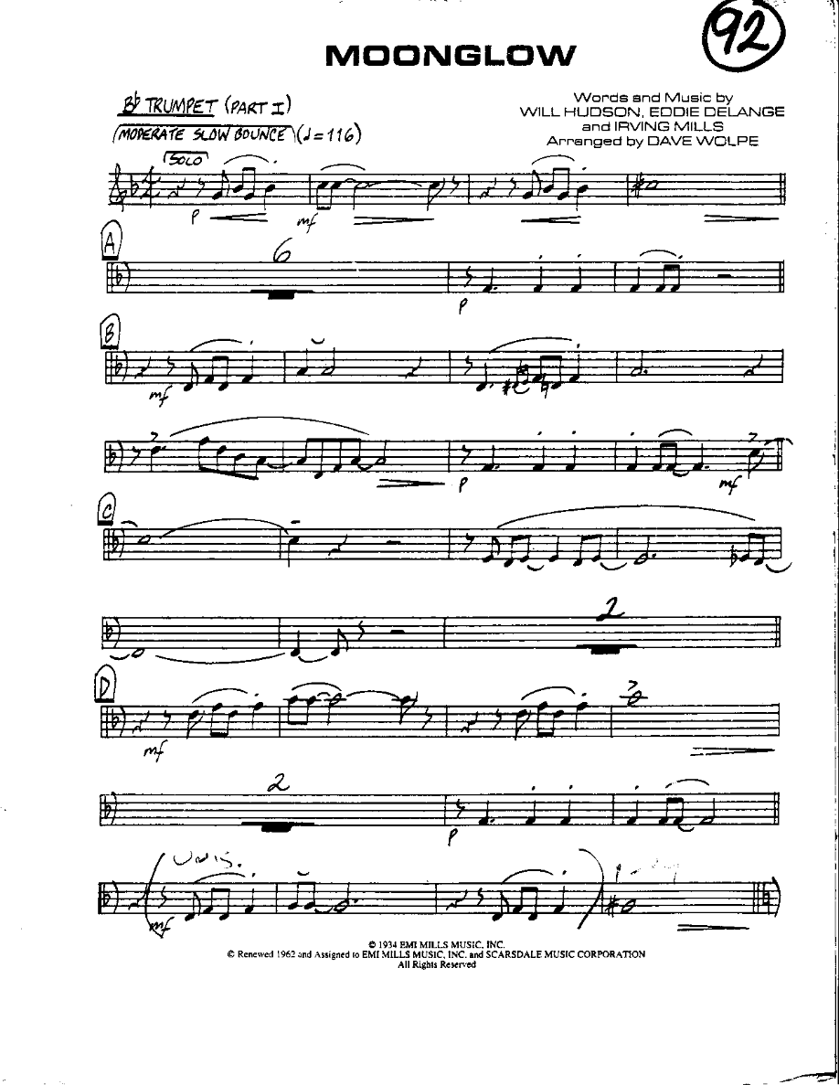 Circle 92-Moonglow-Trumpet — sheet music preview