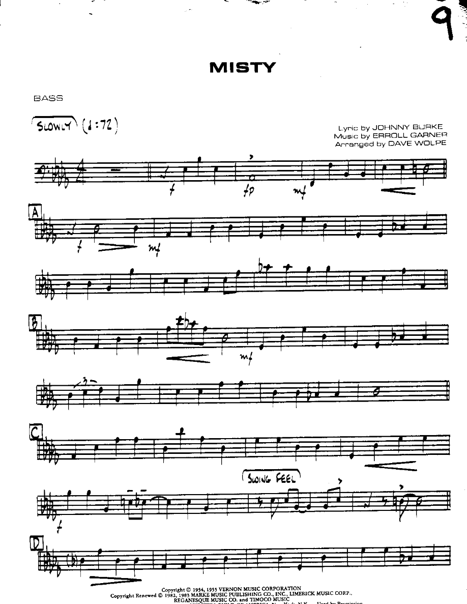 Misty-Bass — sheet music preview