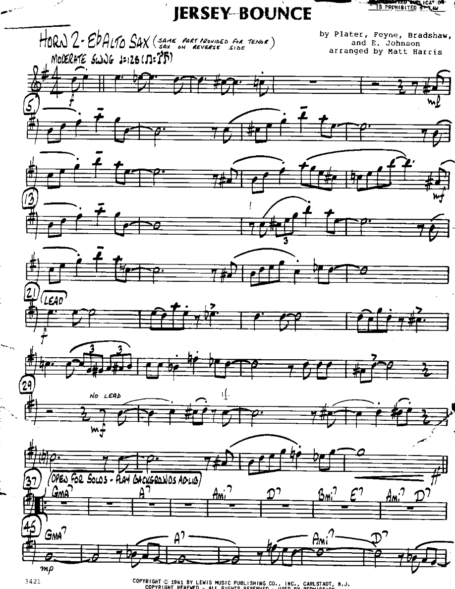 The Jersey Bounce-Alto — sheet music preview