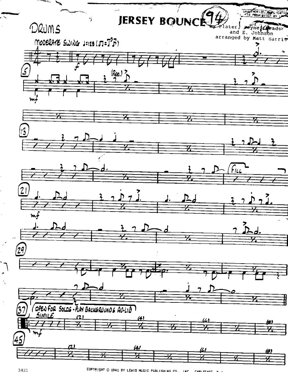 The Jersey Bounce-Drums — sheet music preview