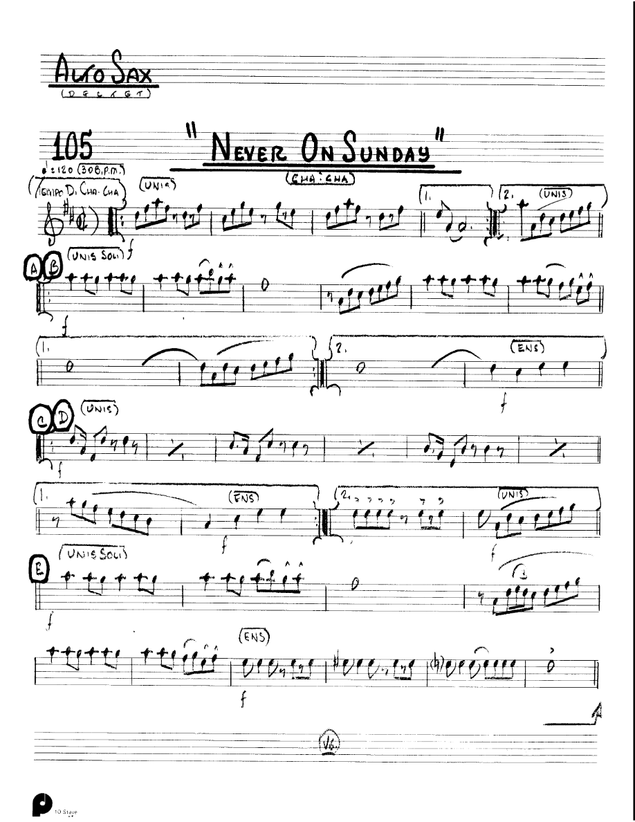 Never On Sunday (Kenton Dectet #105) 3213 — sheet music preview