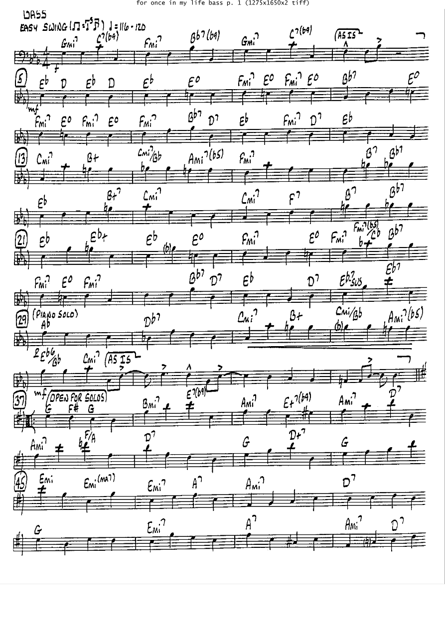 For Once In My Life - 3 horns - Frank Sinatra — sheet music preview