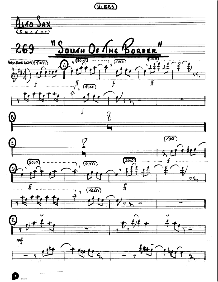 South Of The Border (Kenton Dectet #269) 3214 Vibes — sheet music preview
