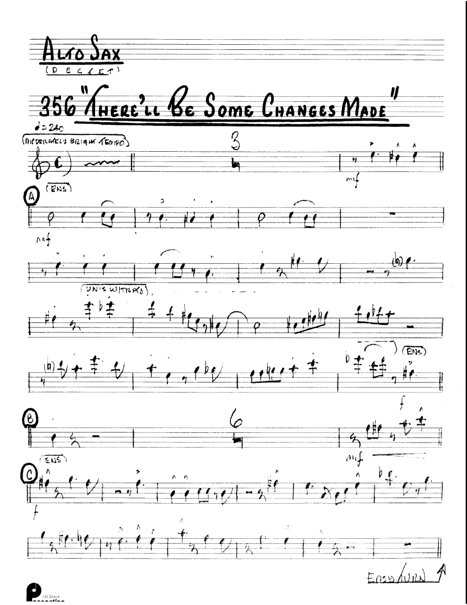 There'll Be Some Changes Made (Kenton Dectet #356) 3213 — sheet music preview