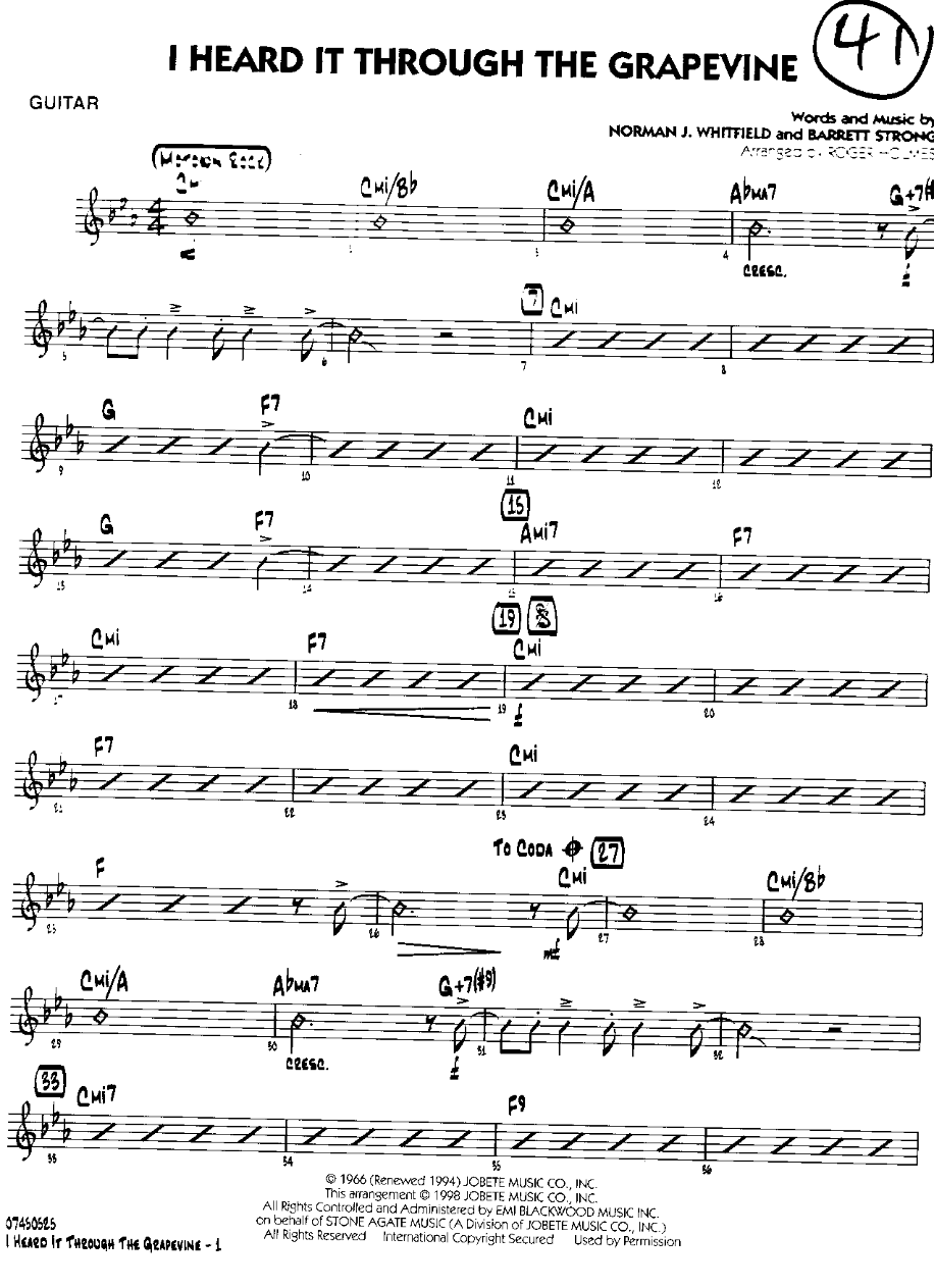 I Heard It Through The Grape Vine — sheet music preview