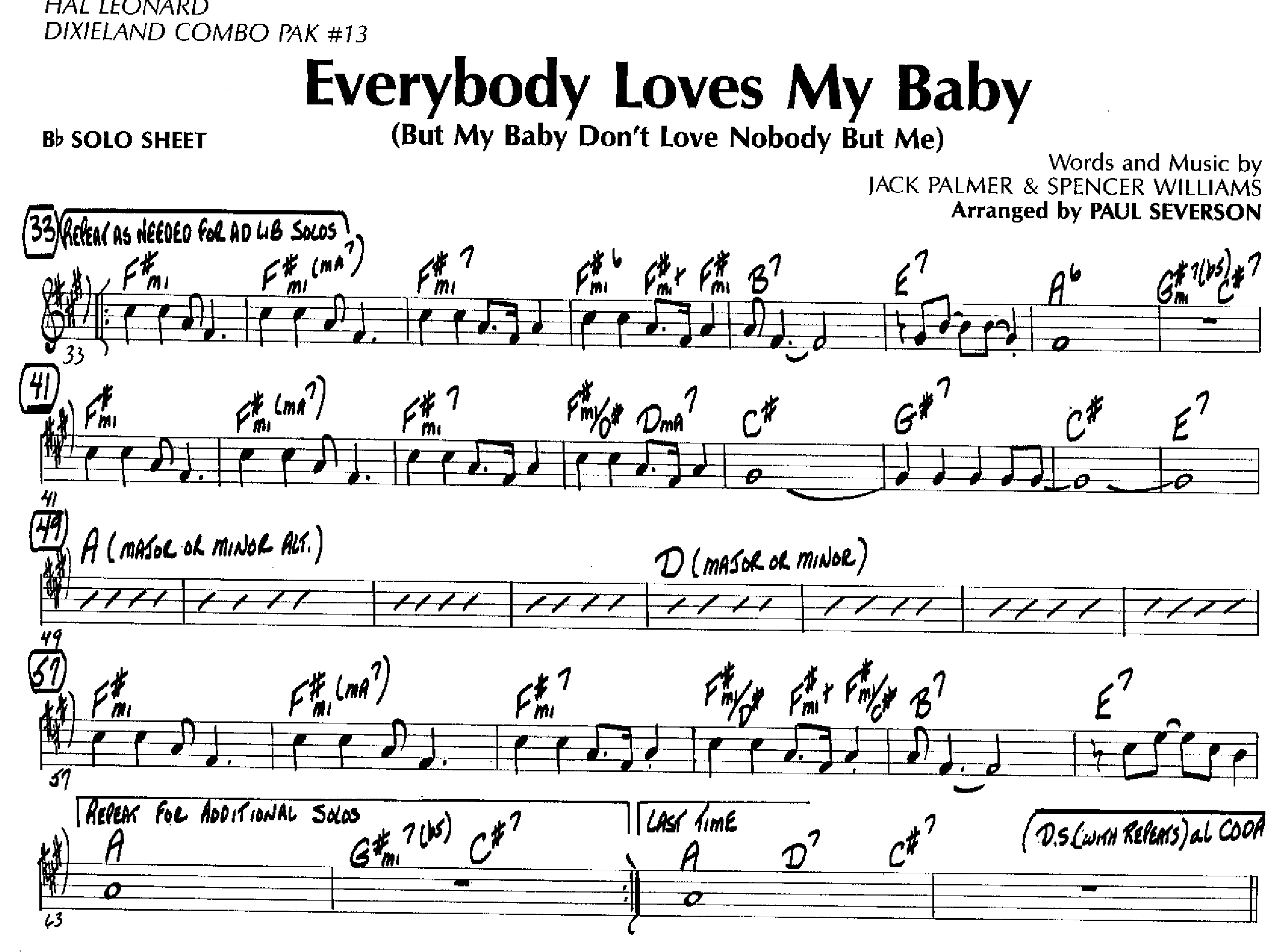 Everybody Loves My Baby — sheet music preview