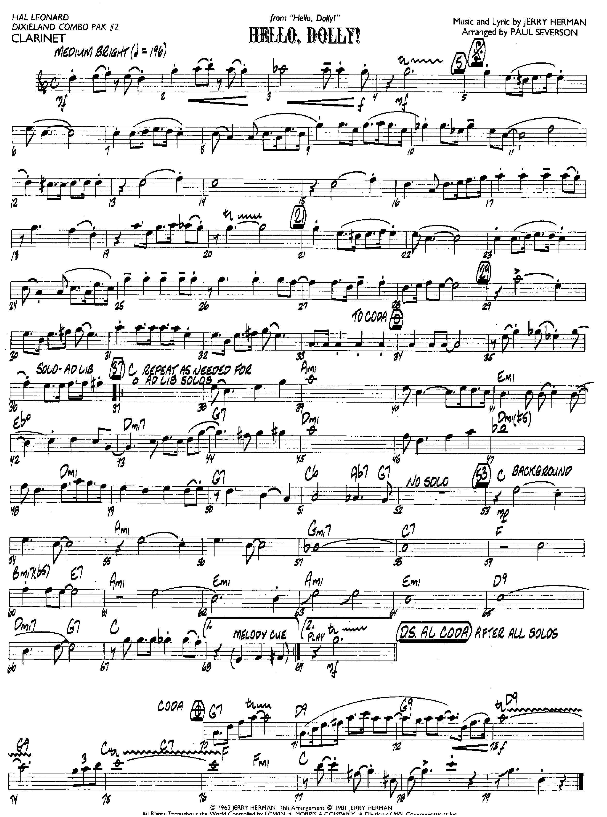 Hello Dolly — sheet music preview