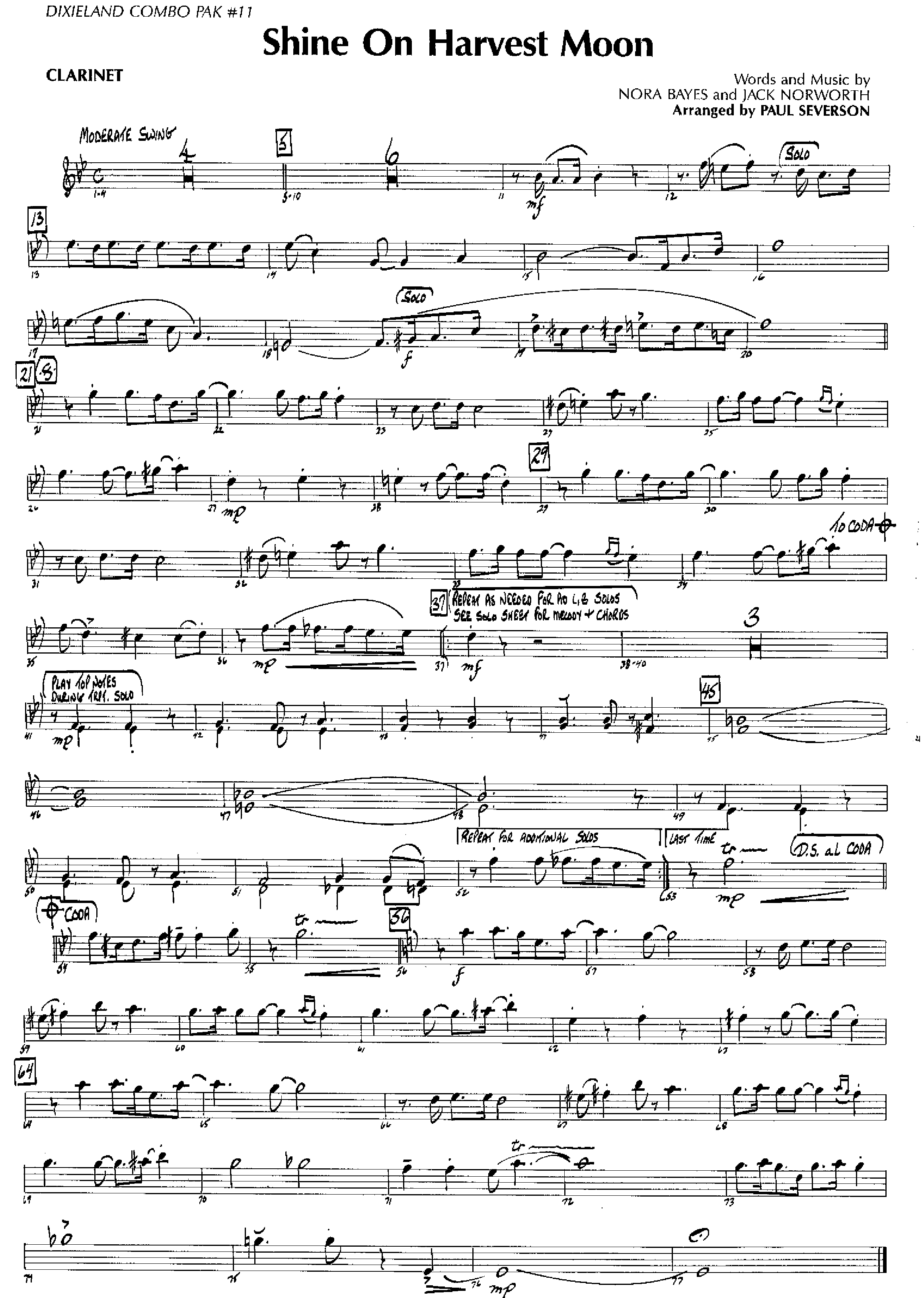 Shine On Harvest Moon — sheet music preview