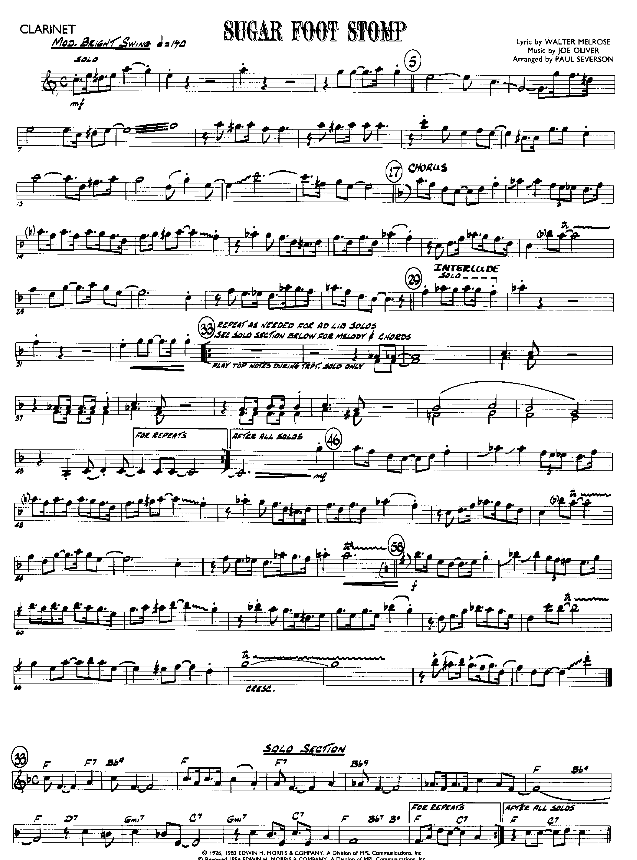 Sugar Foot Stomp — sheet music preview