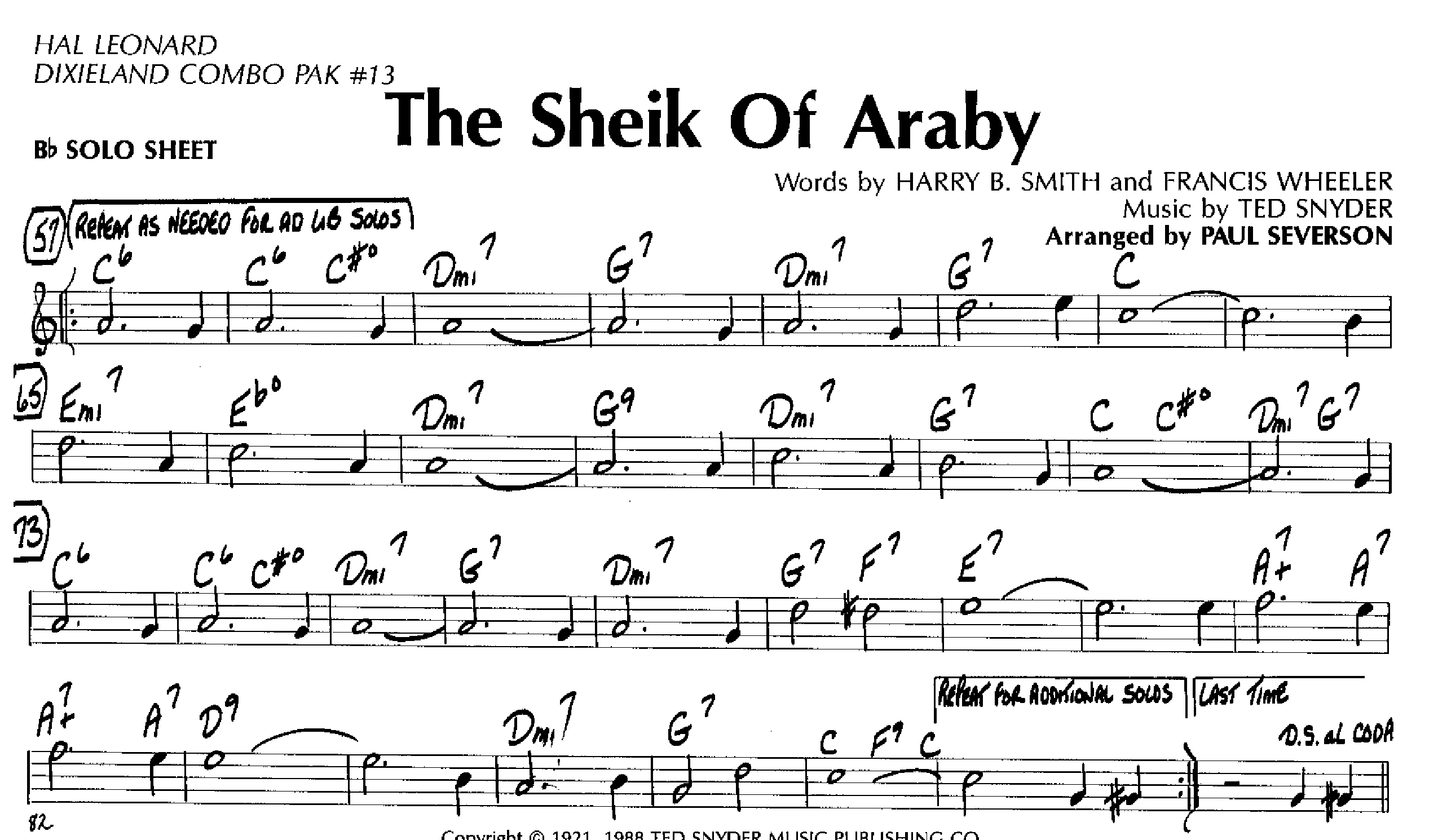 The Sheik Of Araby — sheet music preview