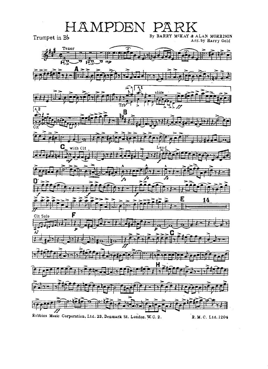 Hampden Park — sheet music preview