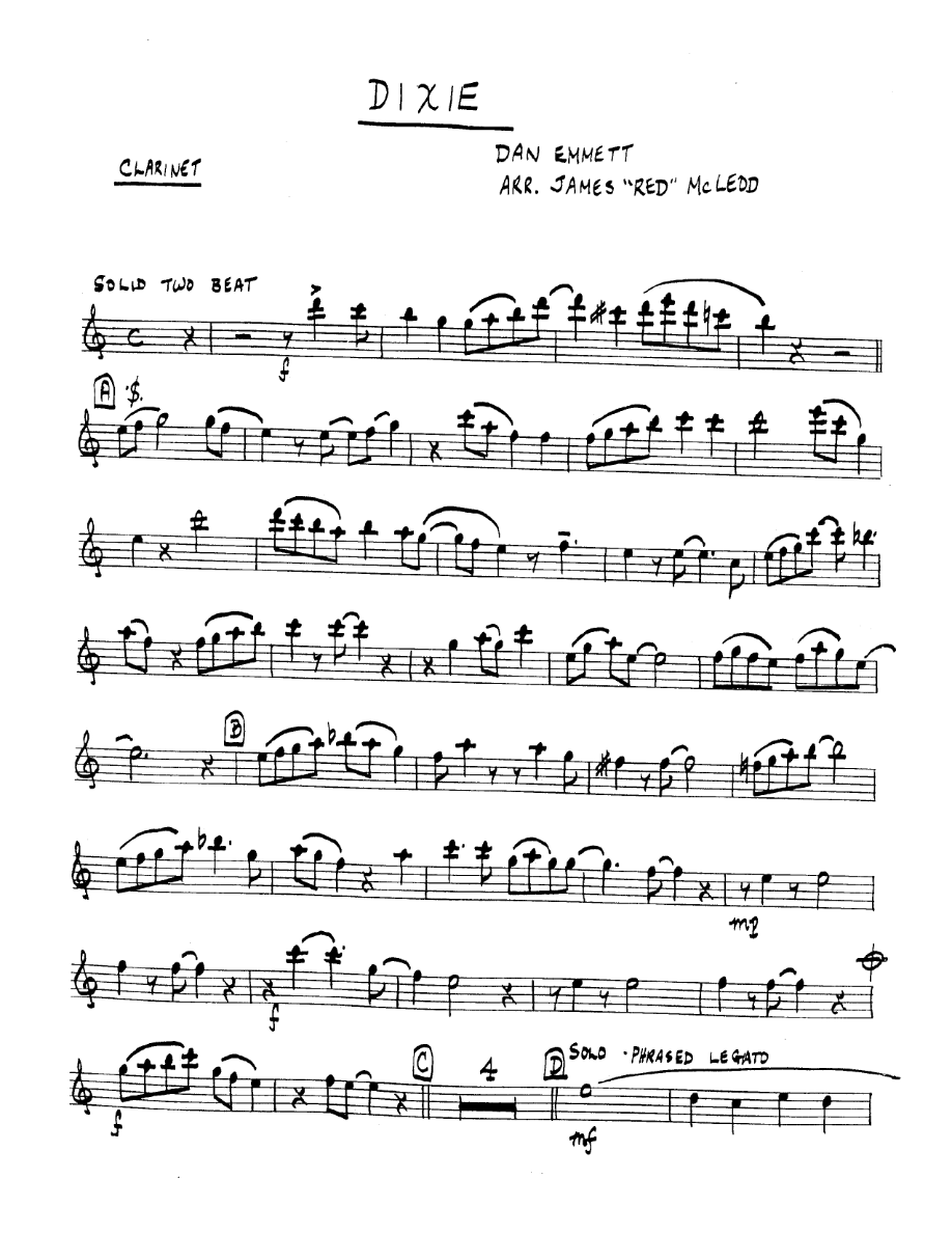 Dixie — sheet music preview