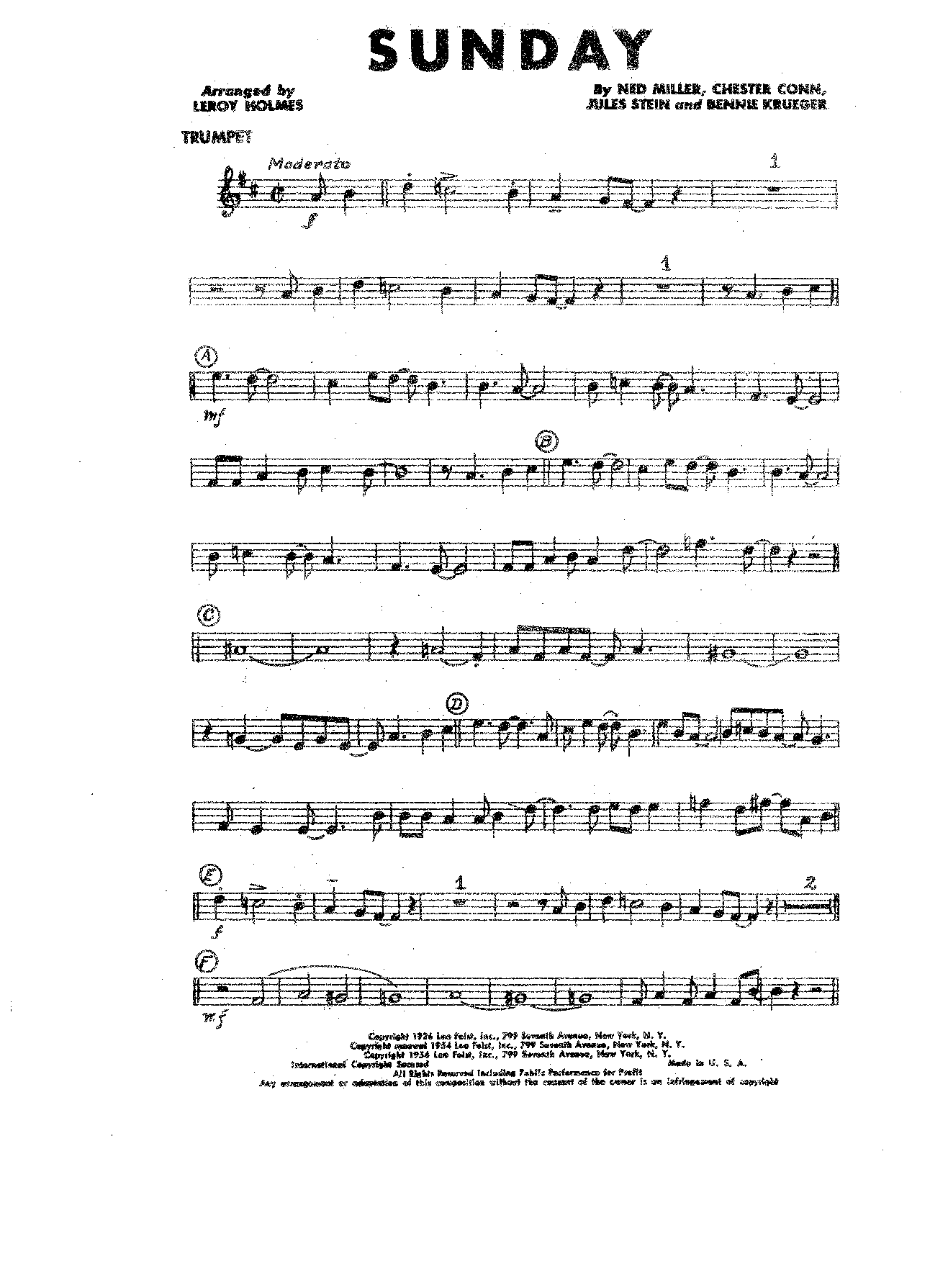Sunday — sheet music preview