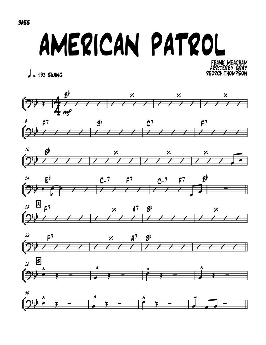 american patrol 01 BASS — sheet music preview