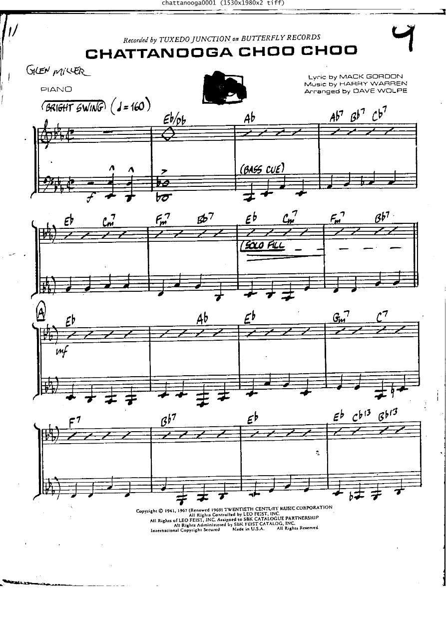 Chattanooga Pno — sheet music preview