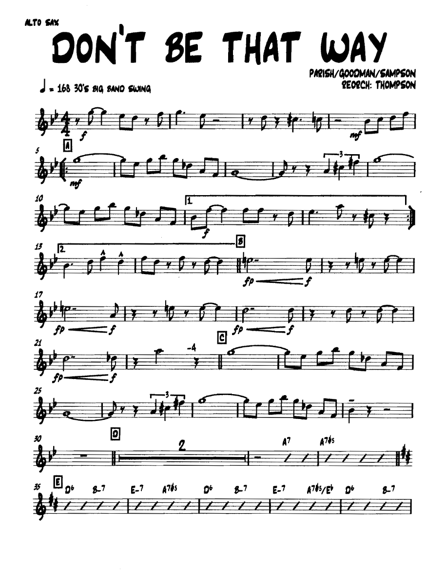 Dontbethatway Altosax — sheet music preview
