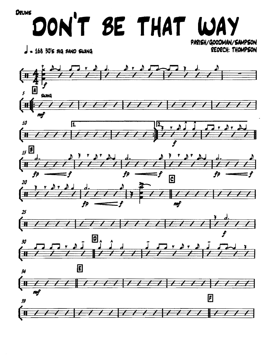 Dontbethatway Drums — sheet music preview