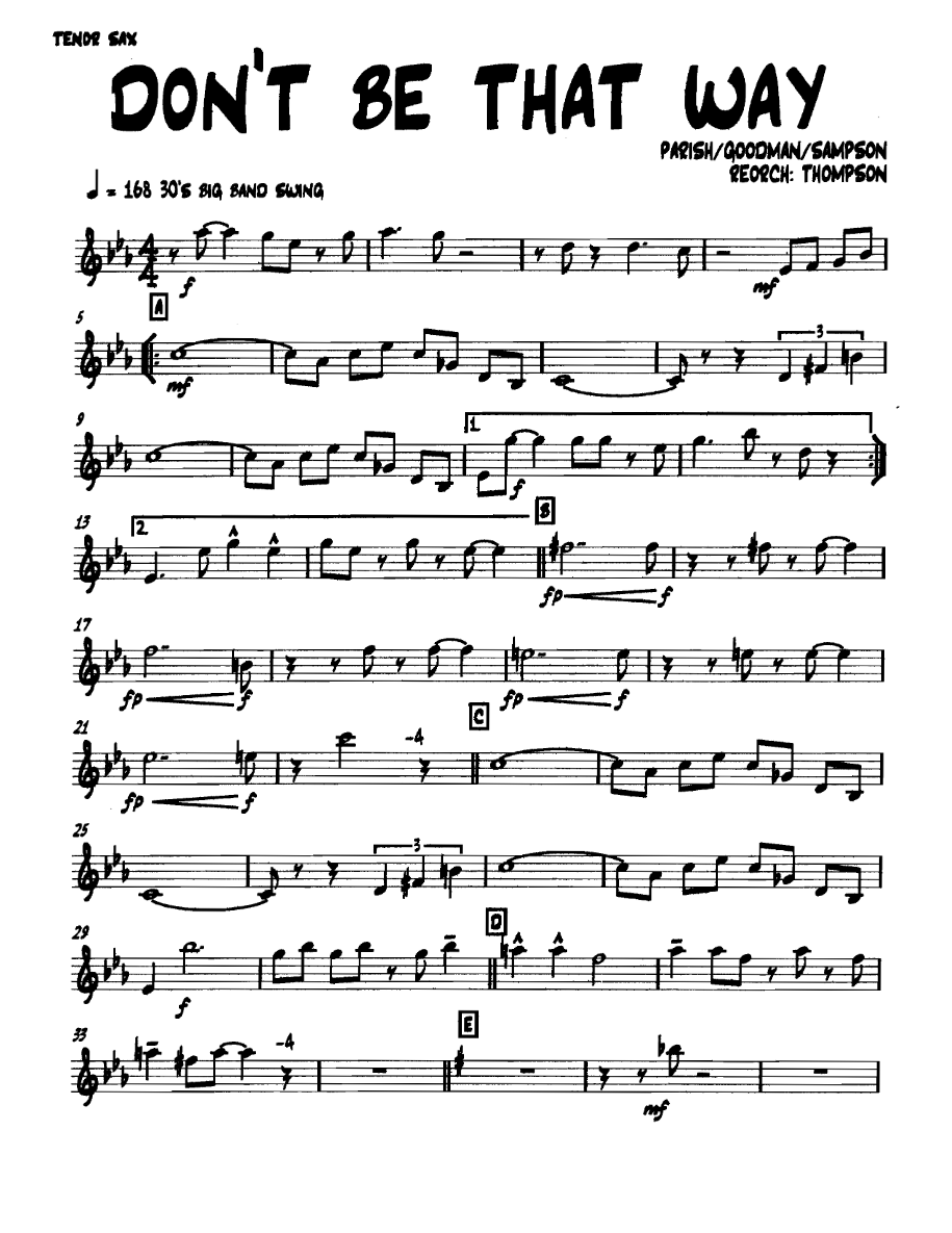 Dontbethatway Tenorsax — sheet music preview