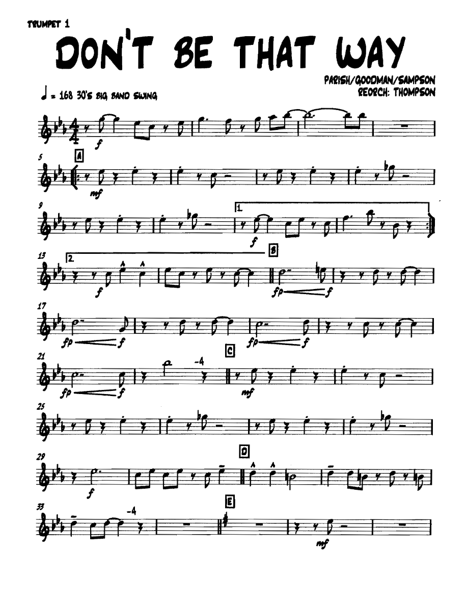 Dontbethatway Trumpet1 — sheet music preview