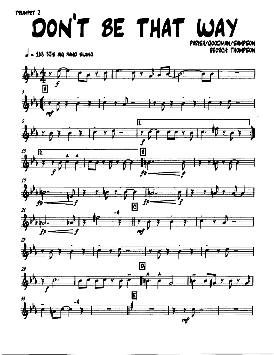 Dontbethatway Trumpet2 — sheet music preview