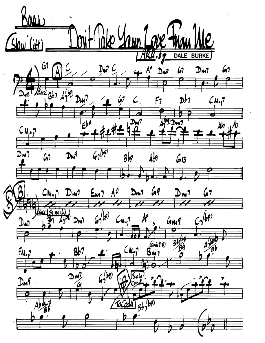Donttakeyourlovefromme Bass — sheet music preview