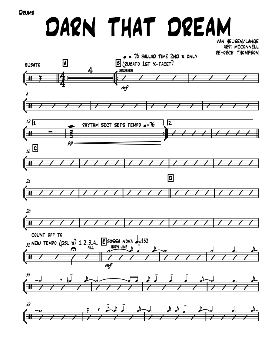 darn that dream 01 Drums — sheet music preview