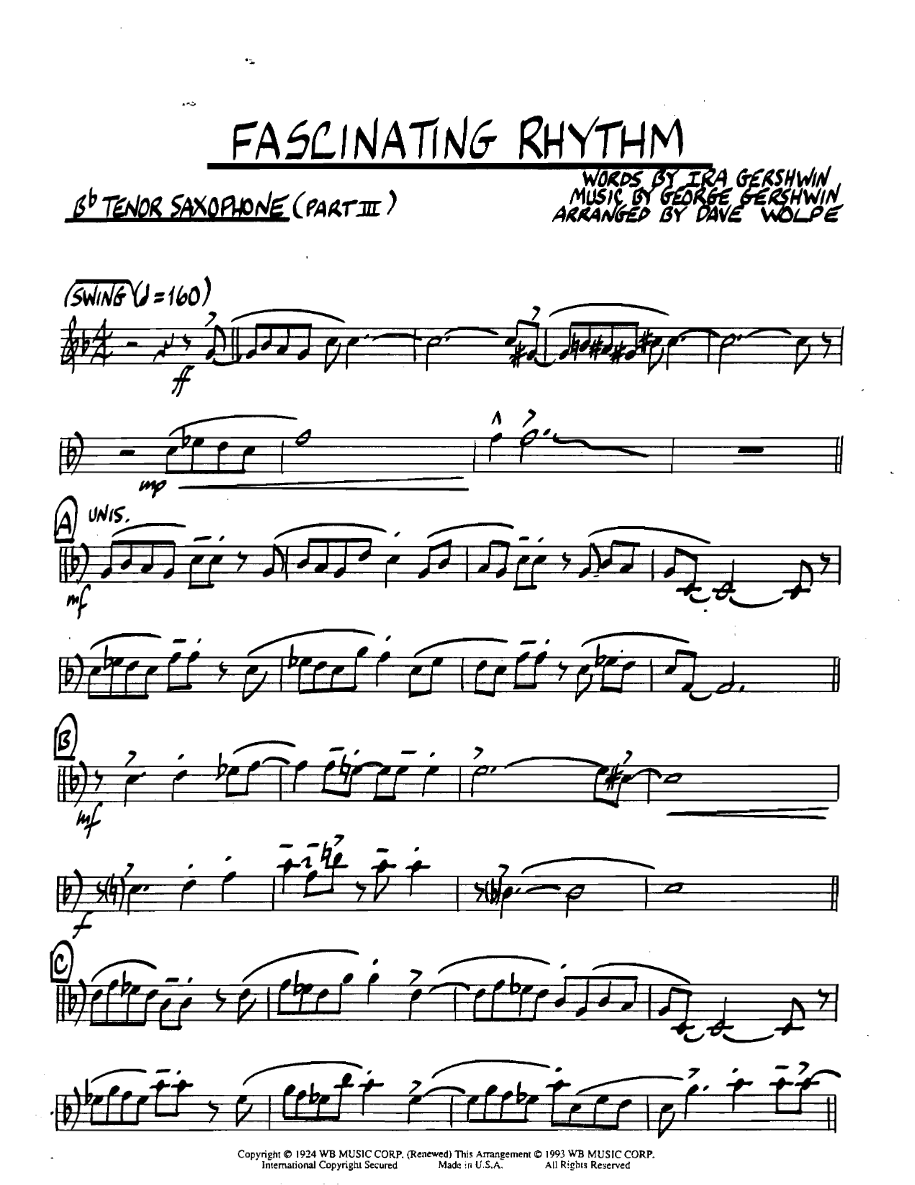 Fascinatingrhythm Bbtenorsaxpart3 — sheet music preview