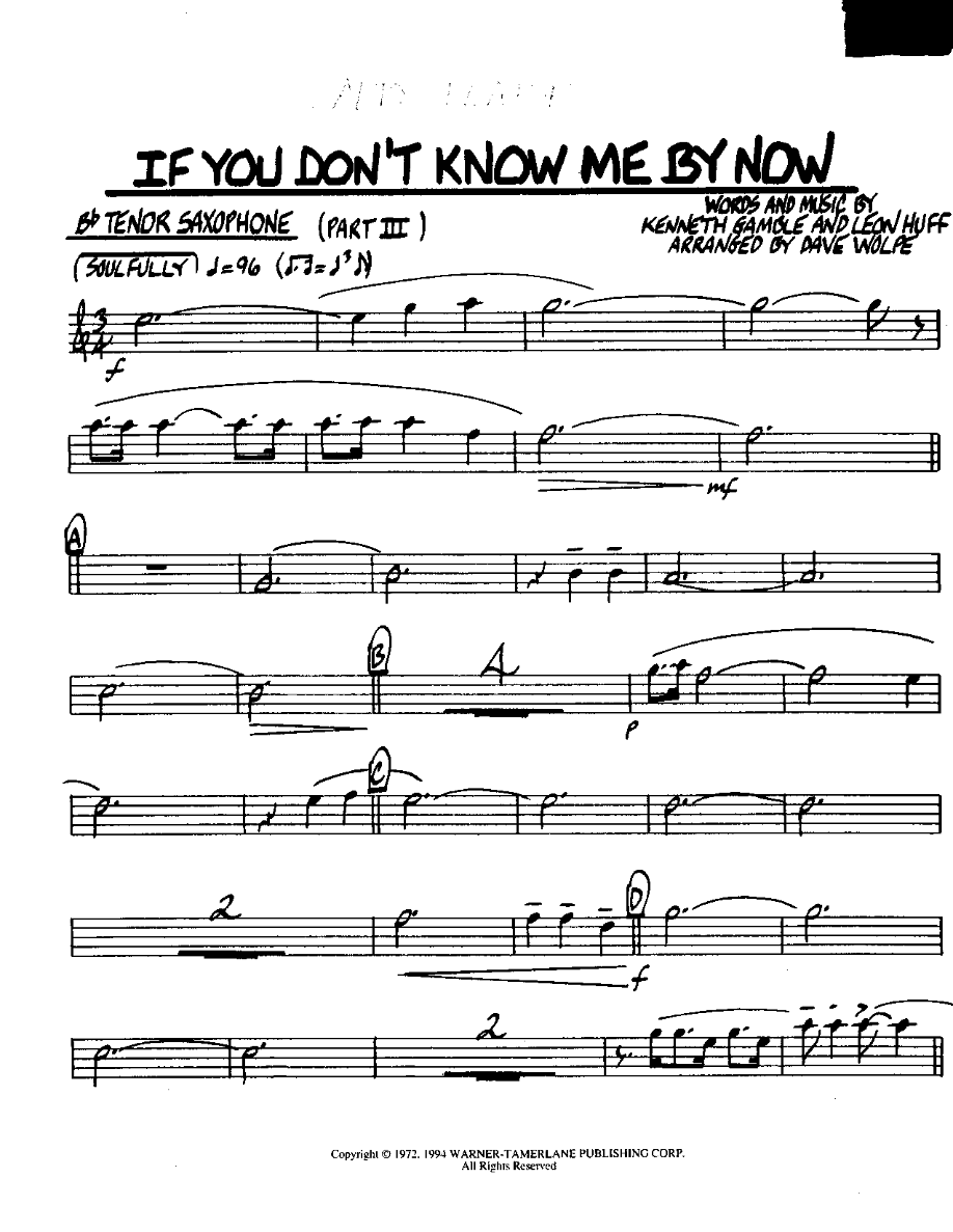 IF You Don't Know ME BY Now — sheet music preview