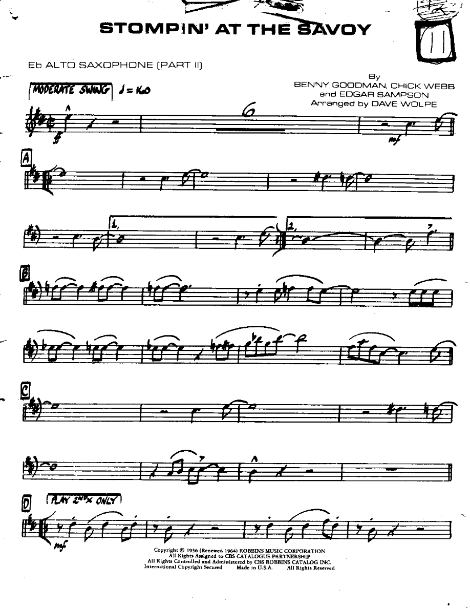 Stompin' at the Savoy — sheet music preview