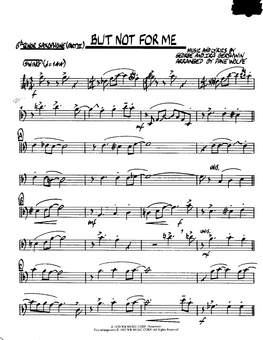 But Not for ME — sheet music preview