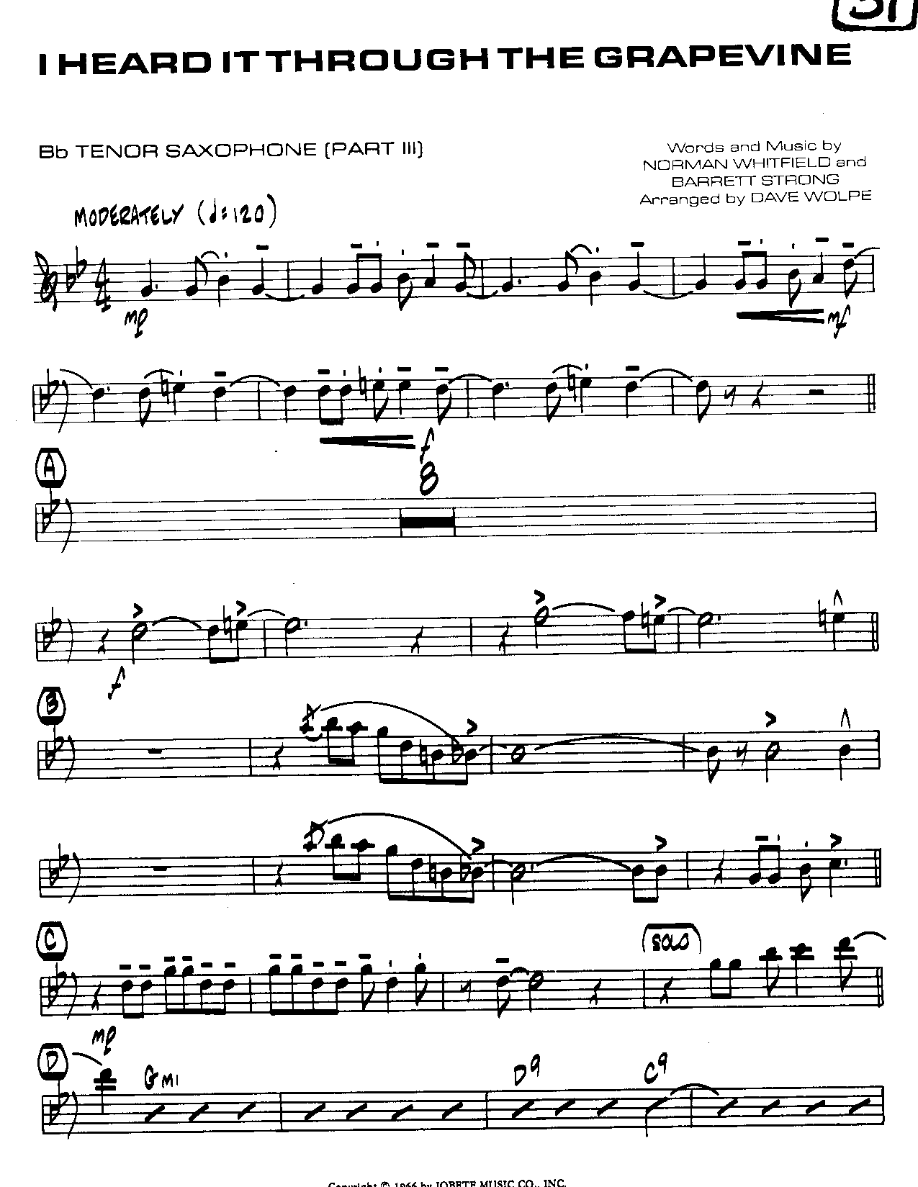 I Heard IT Through the Grapevine — sheet music preview