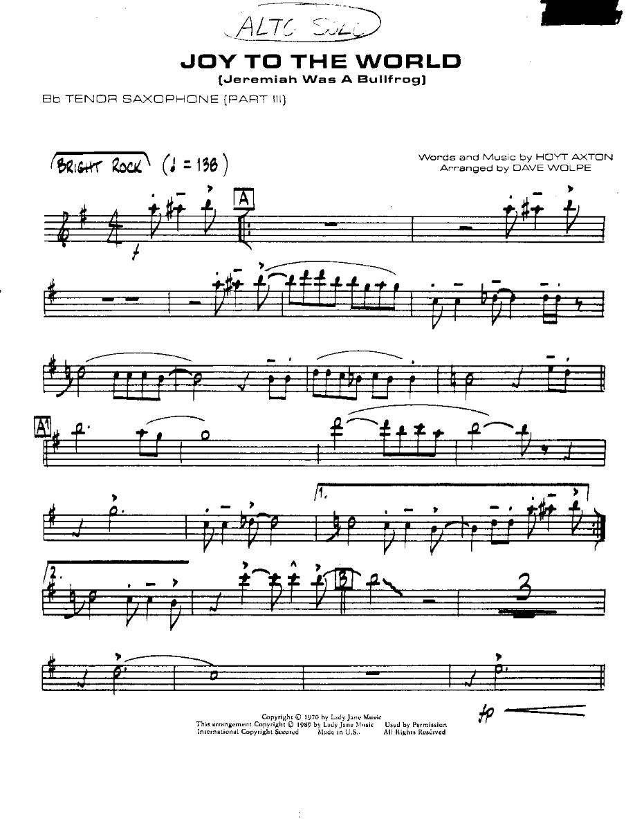 Joy to the World — sheet music preview