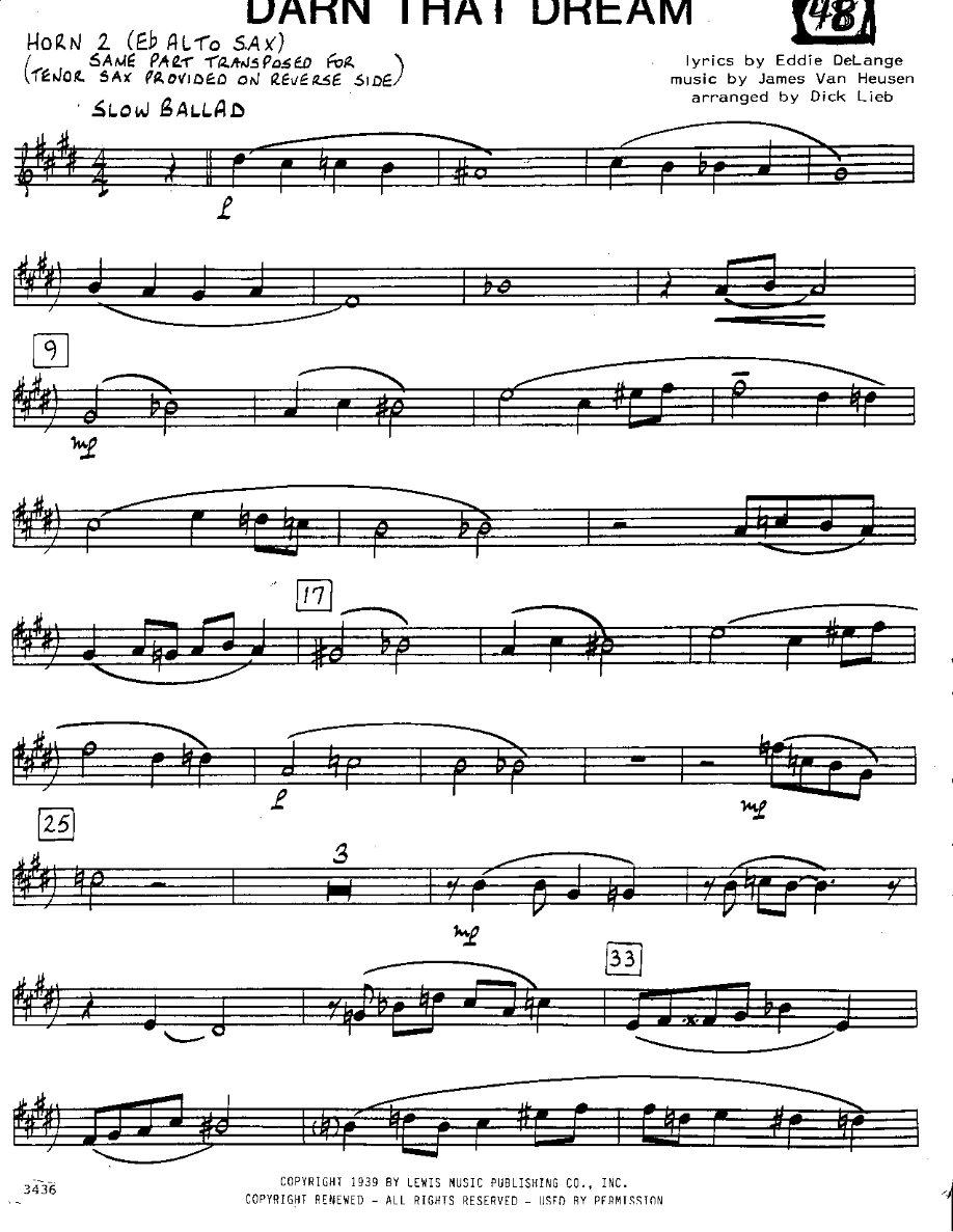 Darn That Dream — sheet music preview