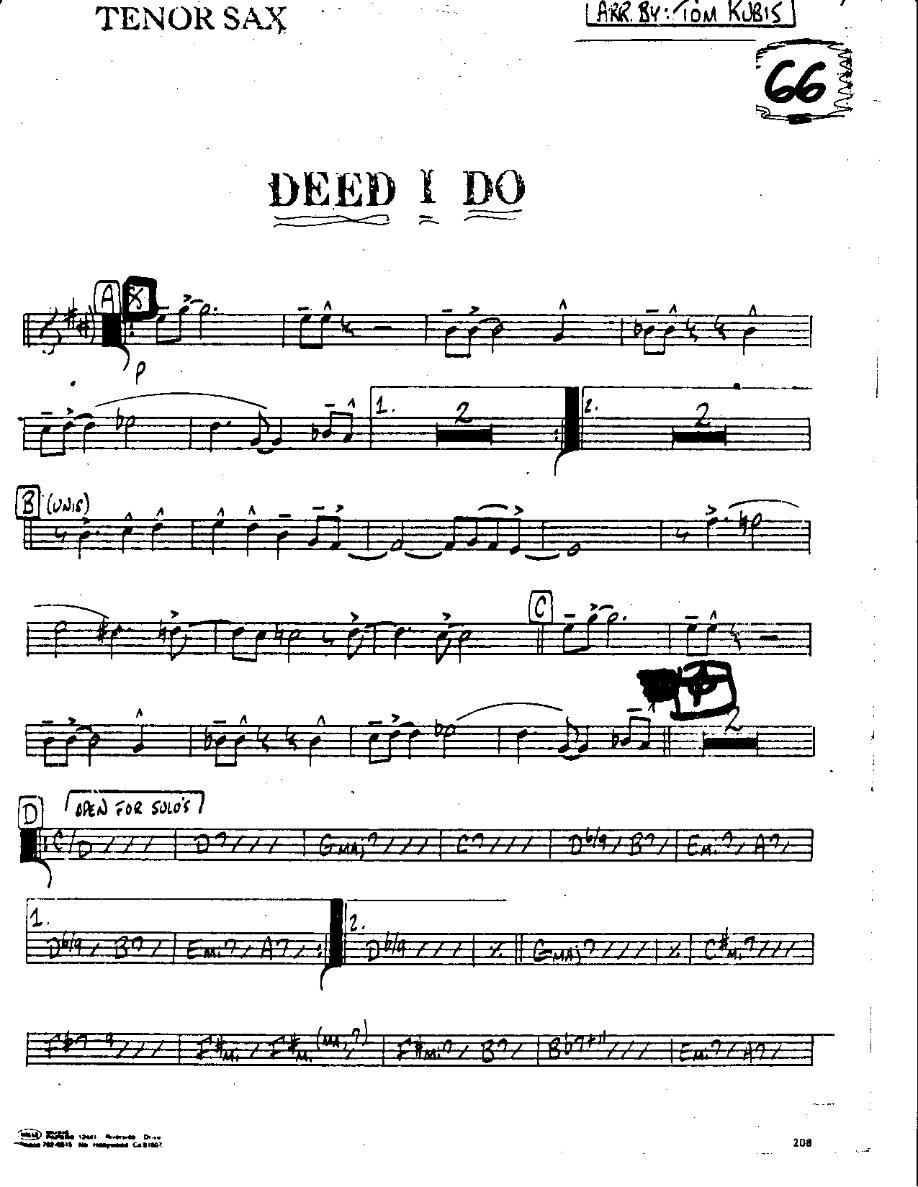 Deed I DO — sheet music preview