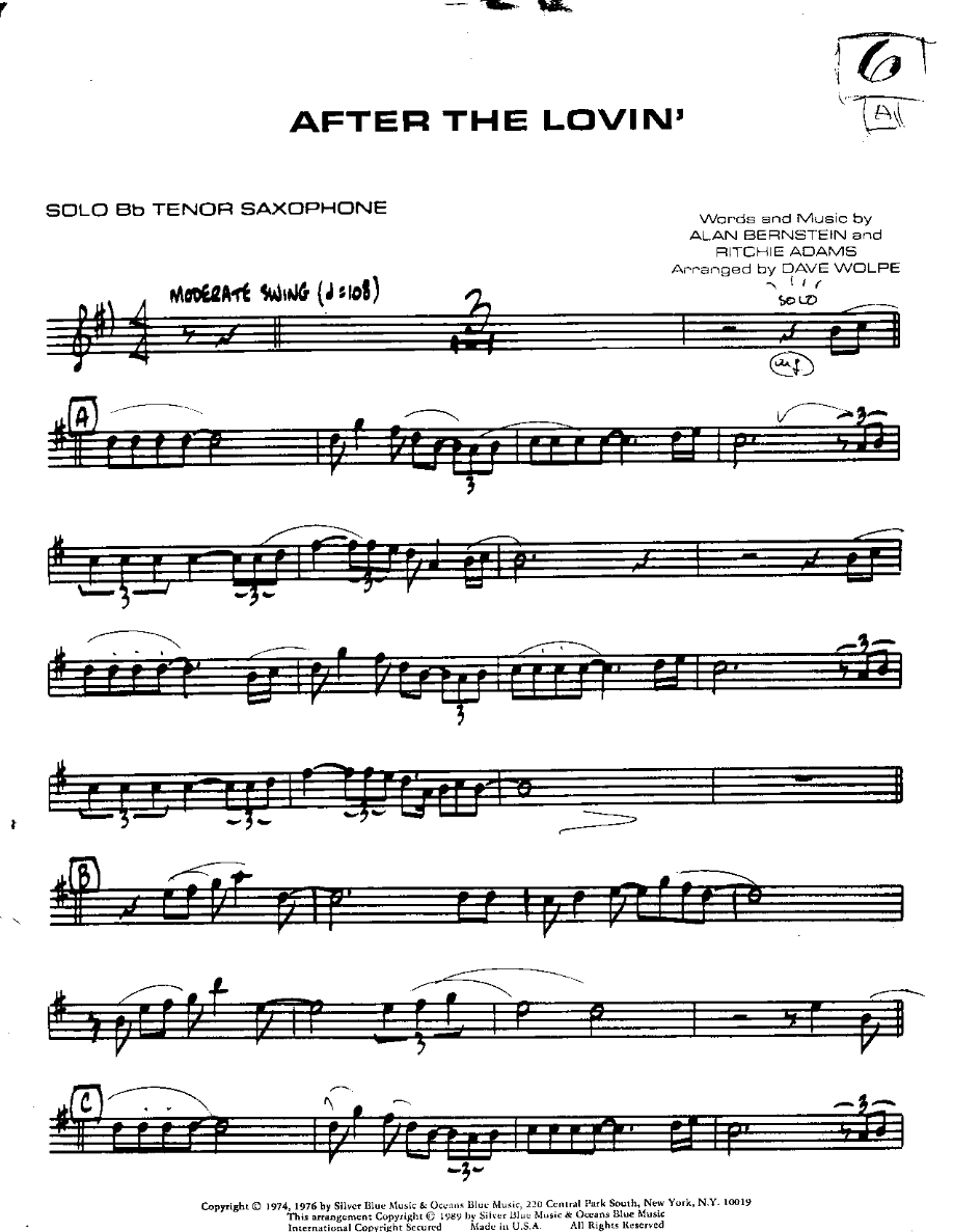 After the Lovin' — sheet music preview