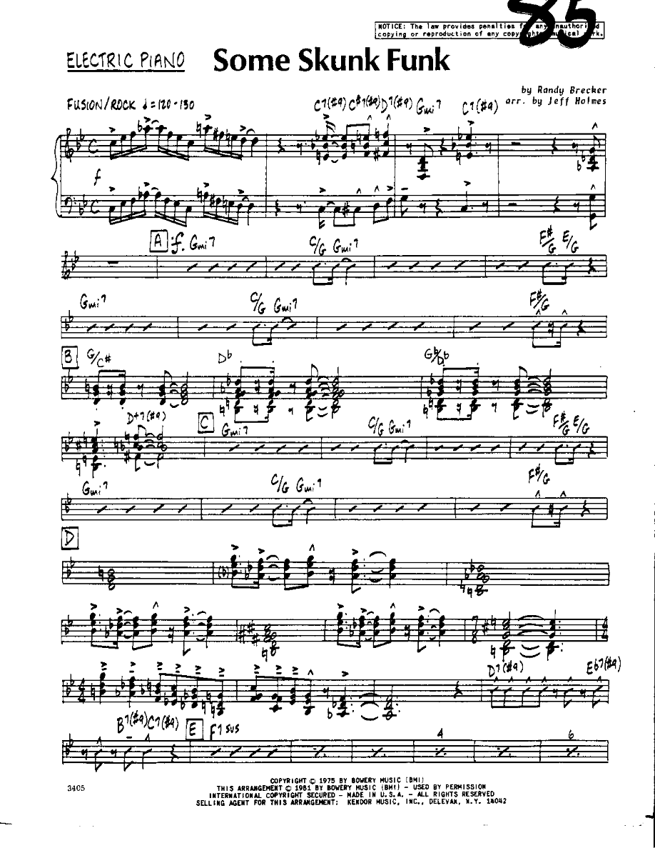 Some Skunk Funk — sheet music preview