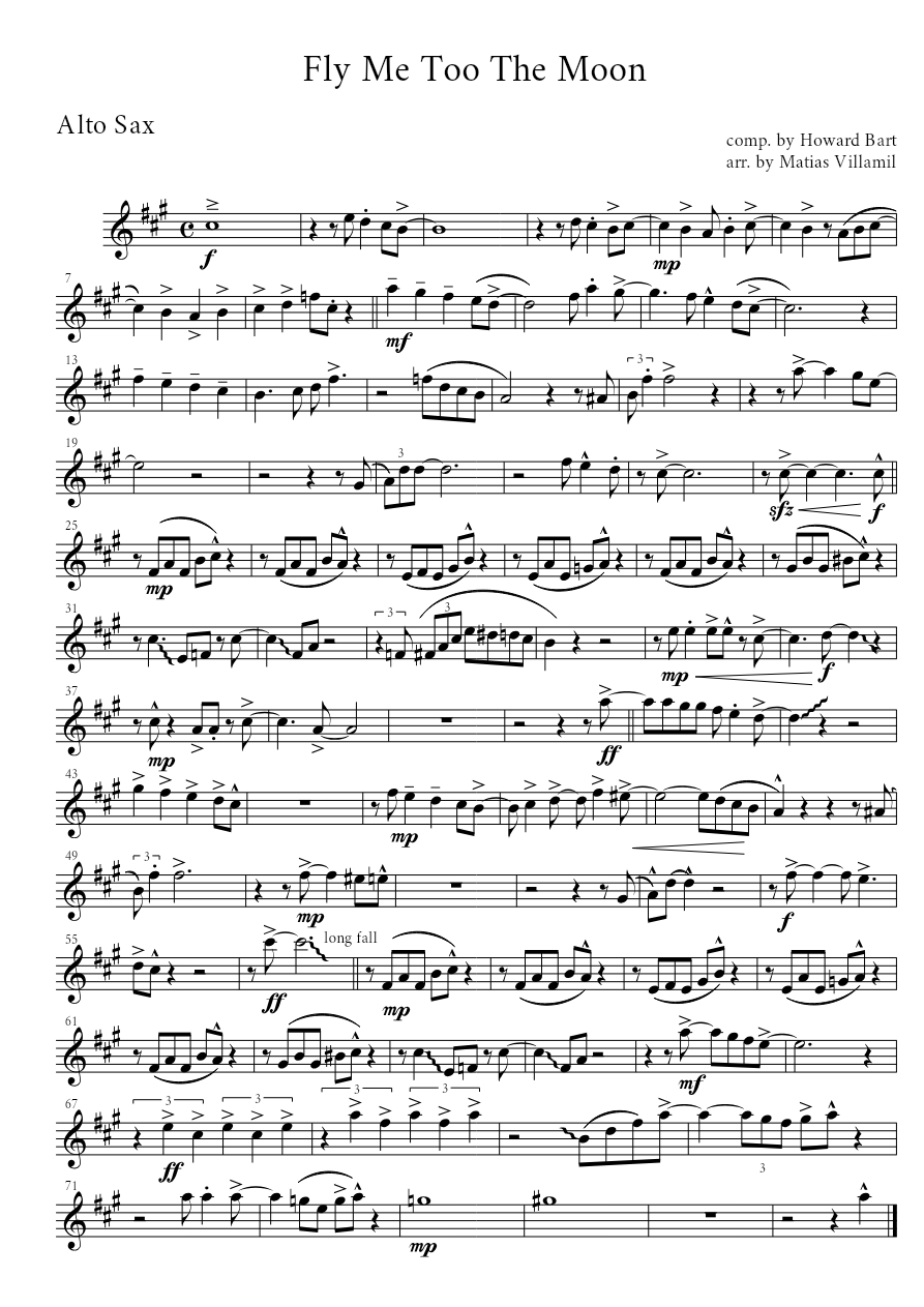 Fly Me To The Mood (M.Villamil) Combo — sheet music preview