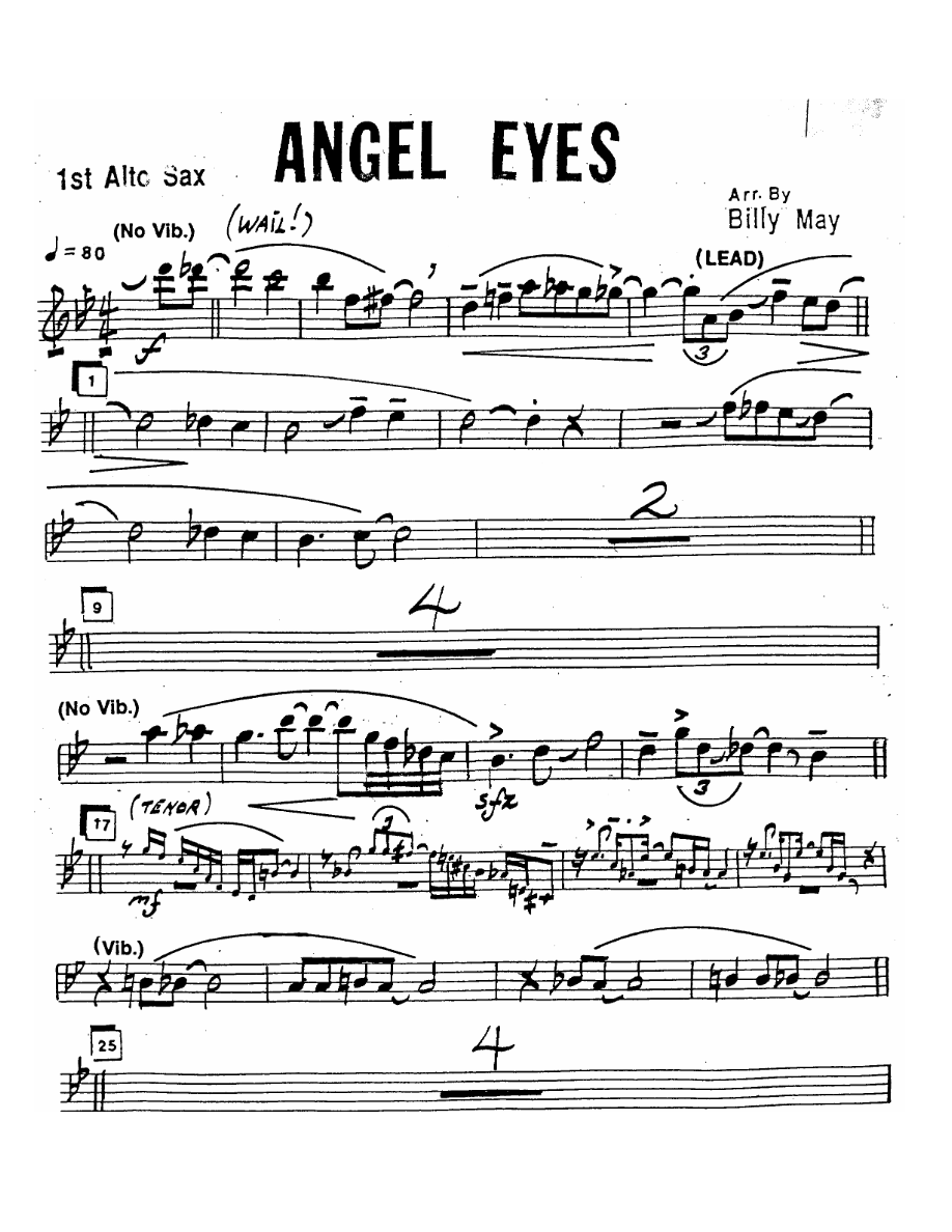Angel Eyes — sheet music preview