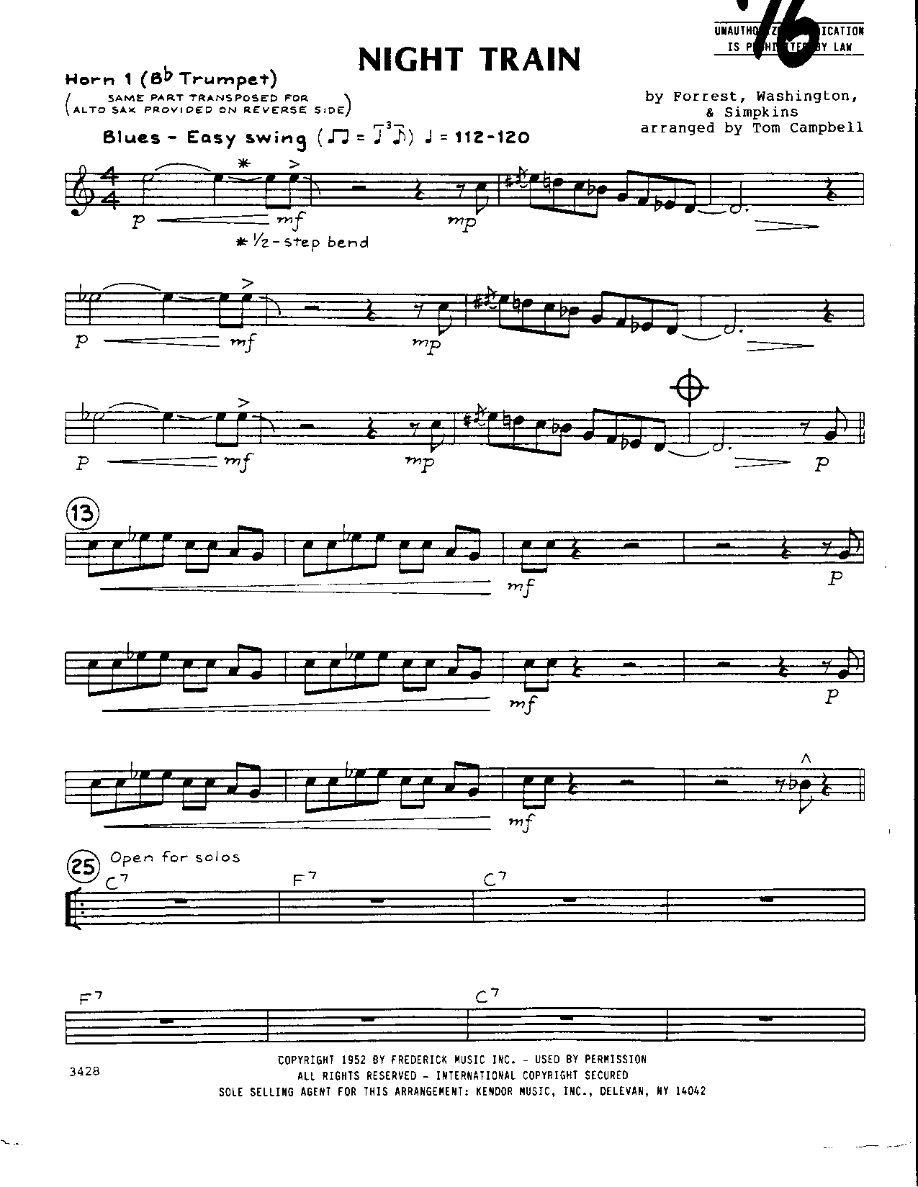 Night Train — sheet music preview
